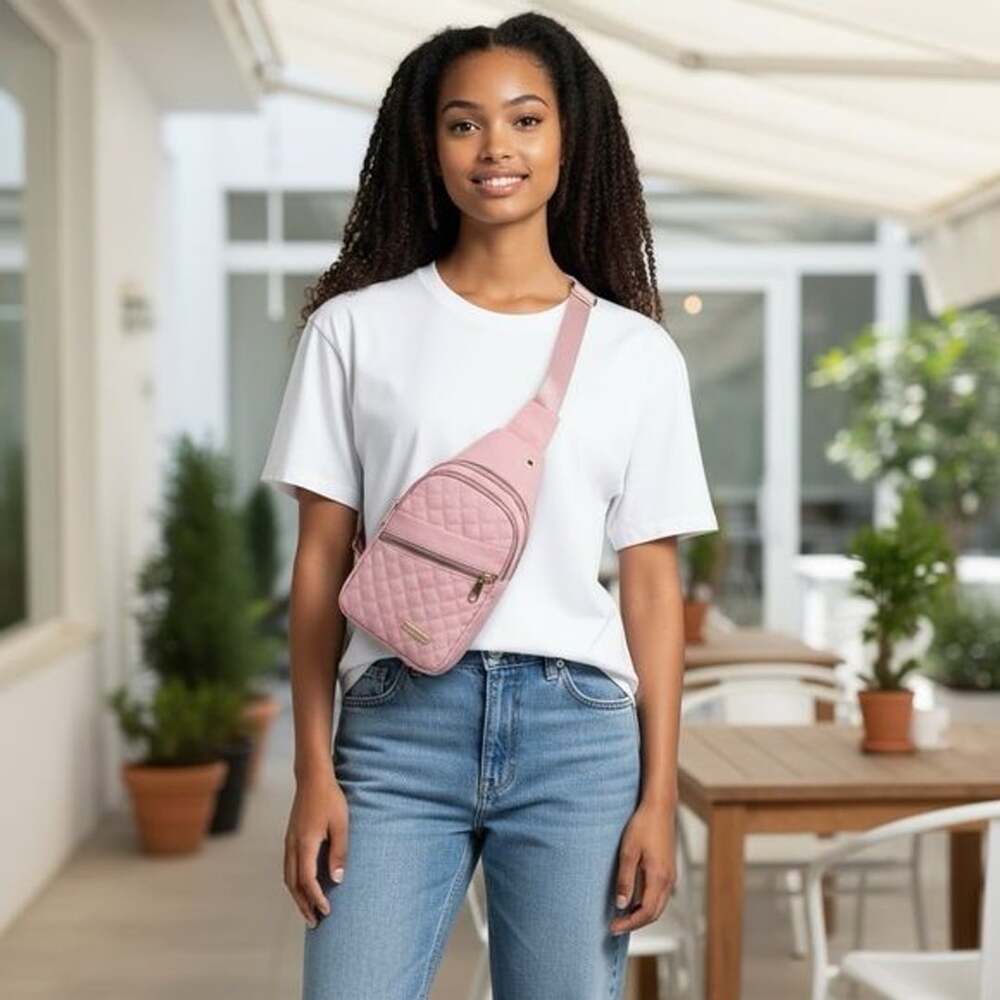 Quilted Pink Sling Crossbody Bag - Picture 2 of 7